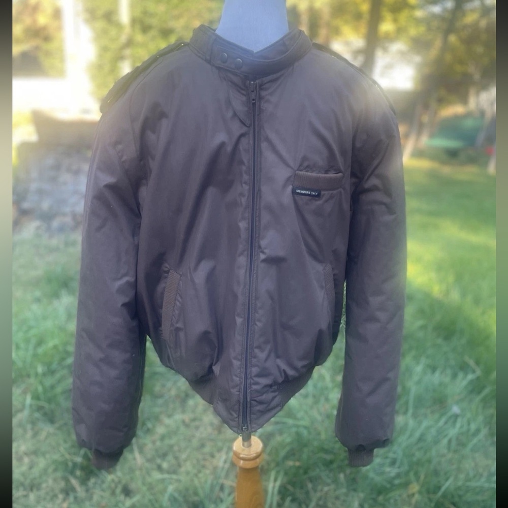 Vintage Members Only Bomber Jacket Brown Mens Size 46 Insulated
